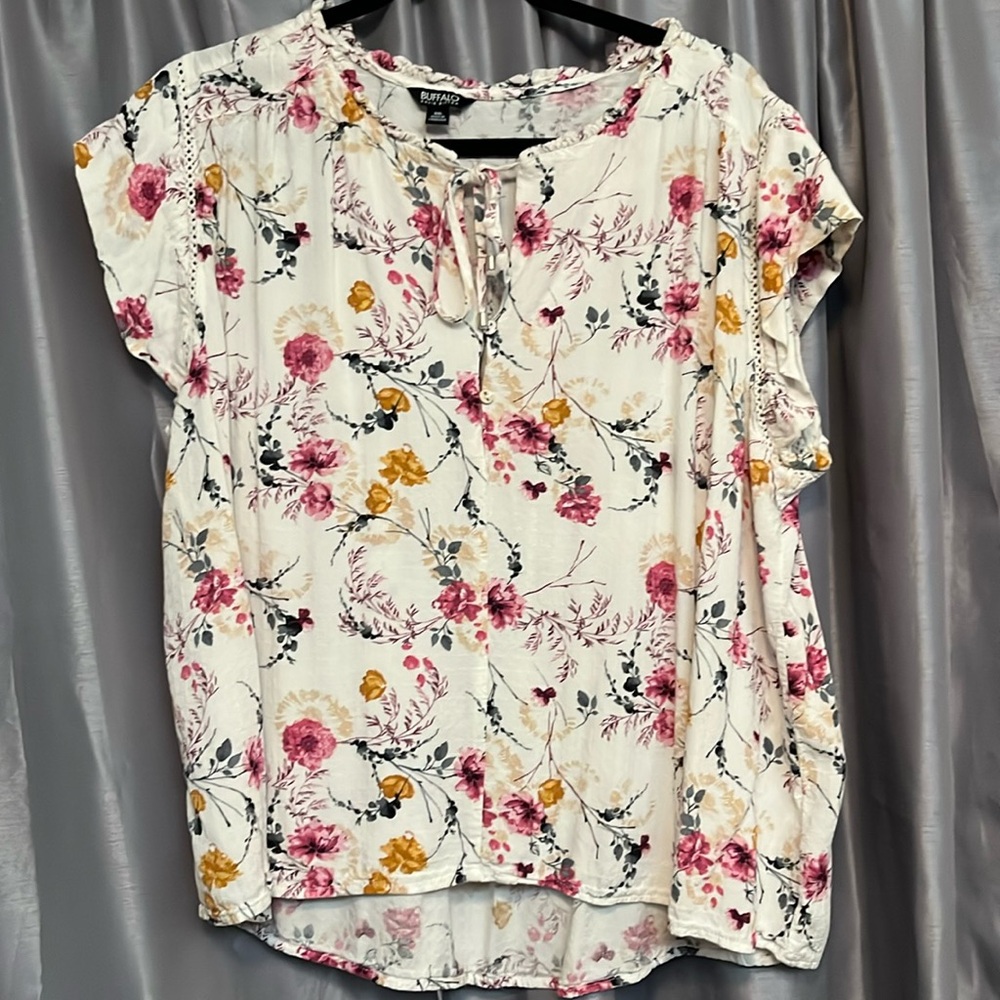 Pink / gold floral blouse